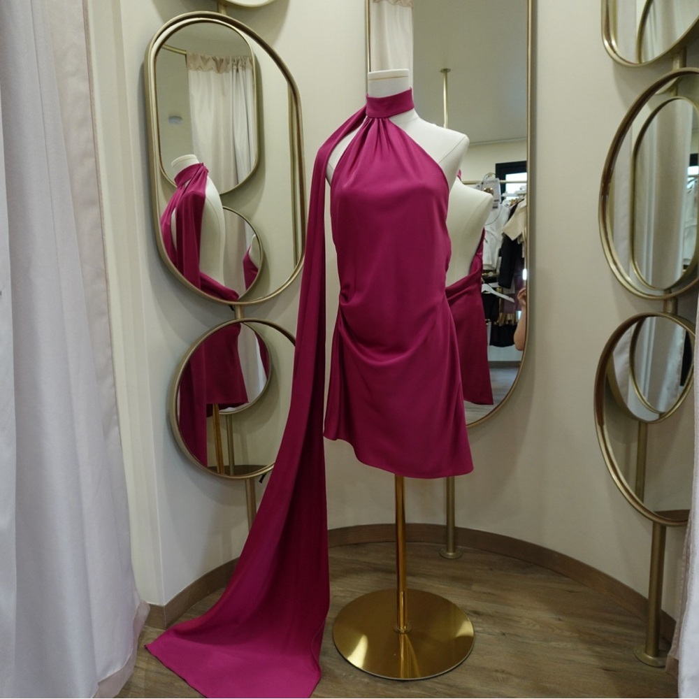 Pink One Shoulder Sleeveless Cocktail Sundress
